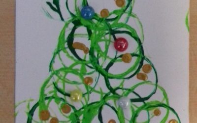 Carte de Noël, sapin de Noël, rouleau de sopalin