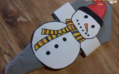 Ronds de serviettes bonhomme de neige, décoration table de Noël