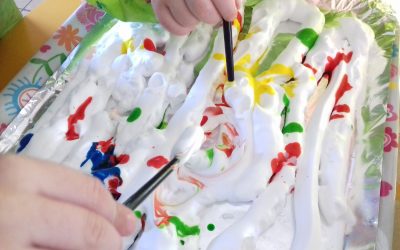 Technique Fond en Arts Visuels : papier marbré, mousse à raser